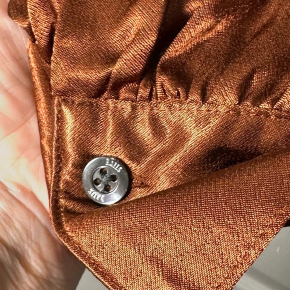 Rails Wynna Satin Blouse Cedar Size L Ruched V-Neck Copper - Picture 7 of 11